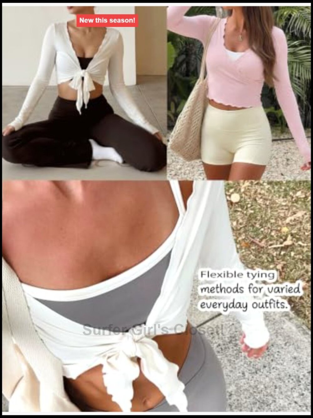 Long Sleeve Wrap Workout Top with Ruffle Trim | Lightweight Yoga Shirt - Picture 4 of 7